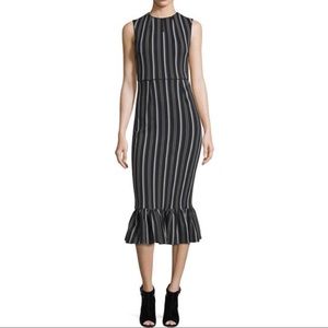 Opening Ceremony Black Trumpet Midi Dress with Peplum Hem